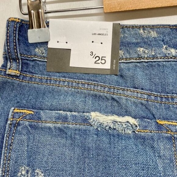 Kancan Women's 3/25 Jean Shorts Blue Super Distressed High Rise Denim NWT - Picture 3 of 14